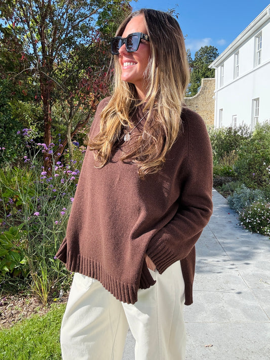 Chocolate Brown Relaxed Wool Jumper