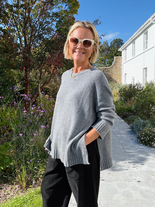 Grey Relaxed Wool Jumper