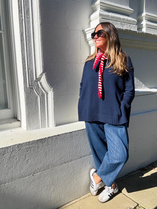 Denim Barrel Leg Trousers