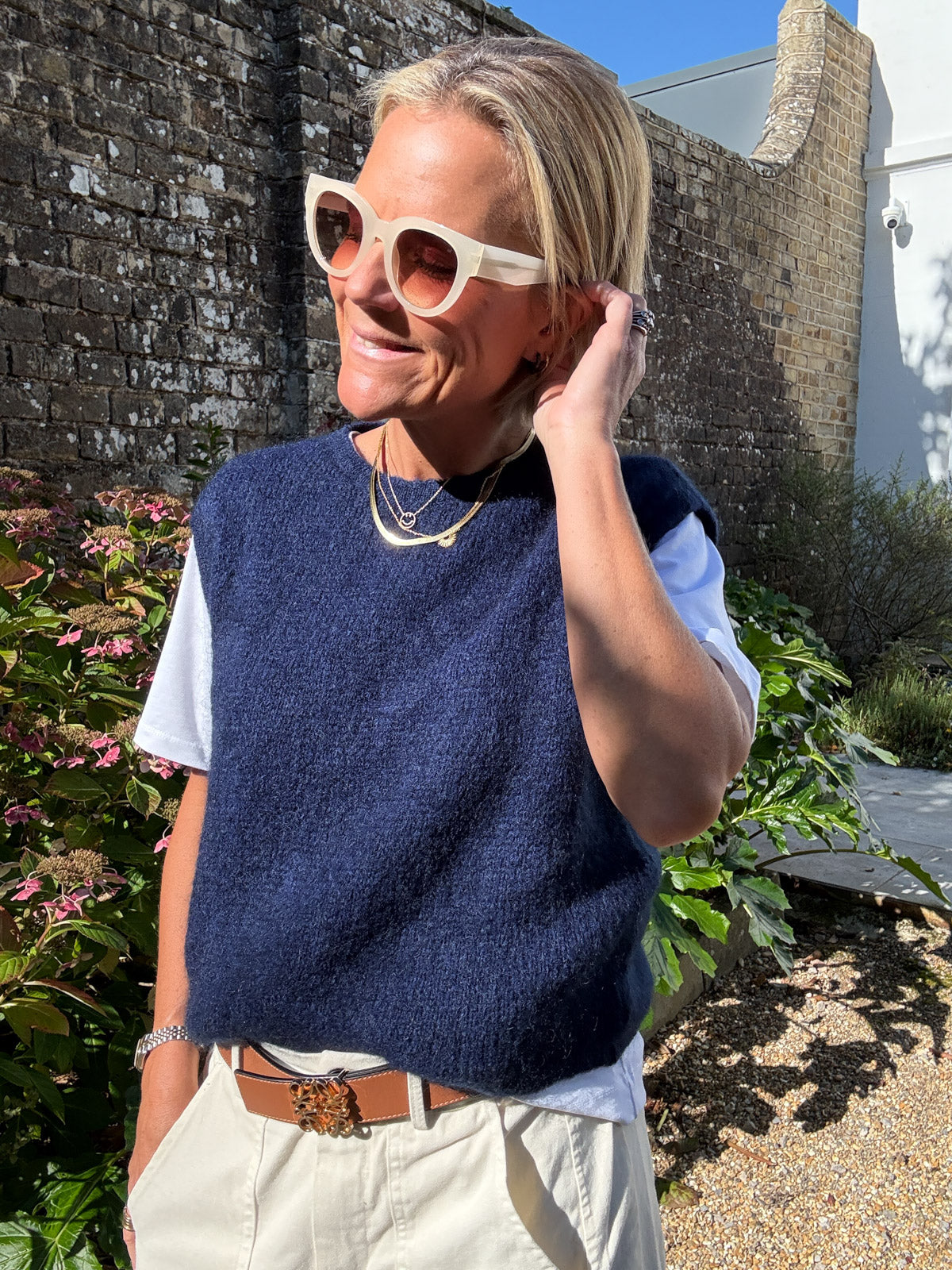 Navy Brushed Mohair Tank