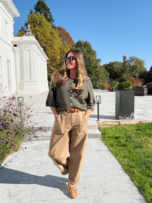 Camel Barrel Leg Trousers