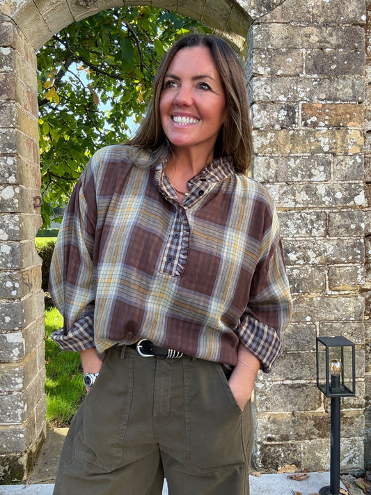 Chocolate Plaid Blouse
