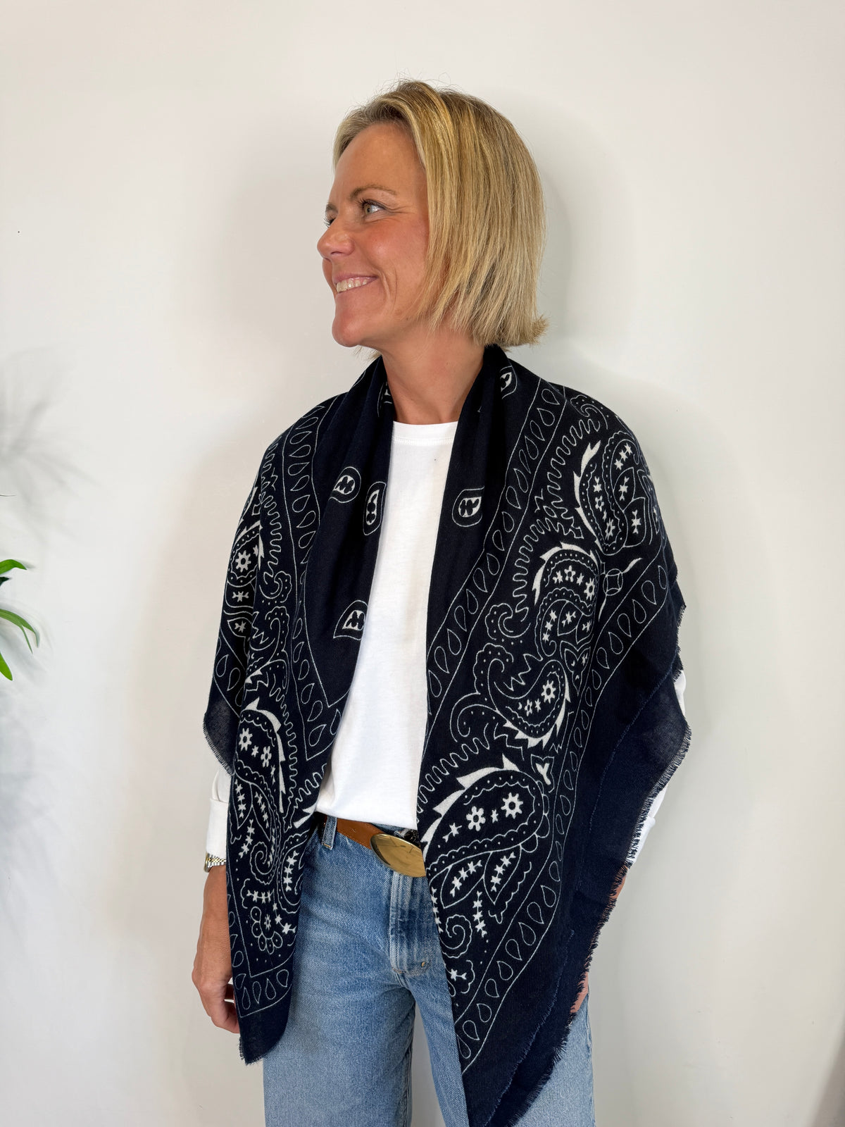 Navy Paisley Bandana Scarf