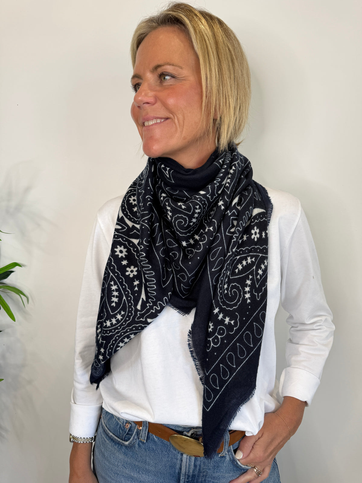 Navy Paisley Bandana Scarf