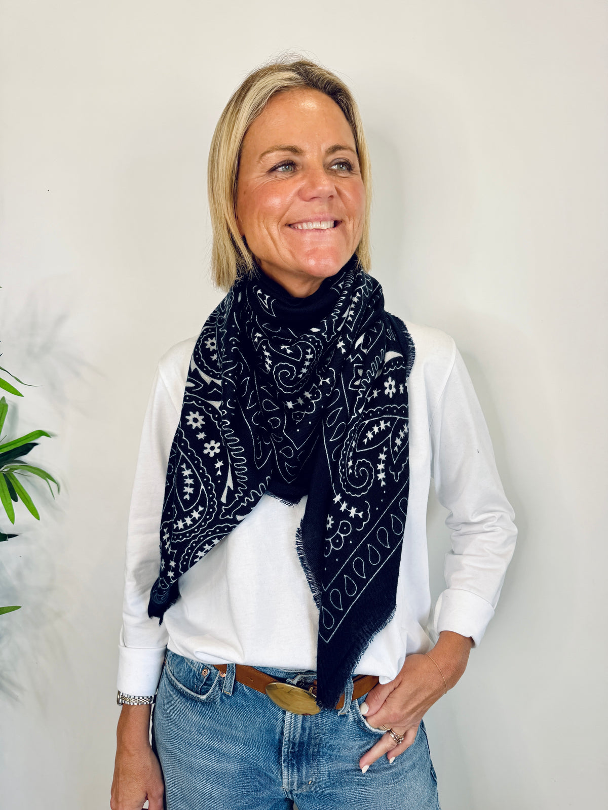 Navy Paisley Bandana Scarf