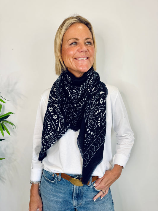 Navy Paisley Bandana Scarf