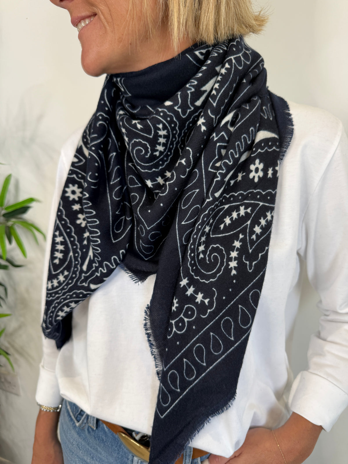 Navy Paisley Bandana Scarf