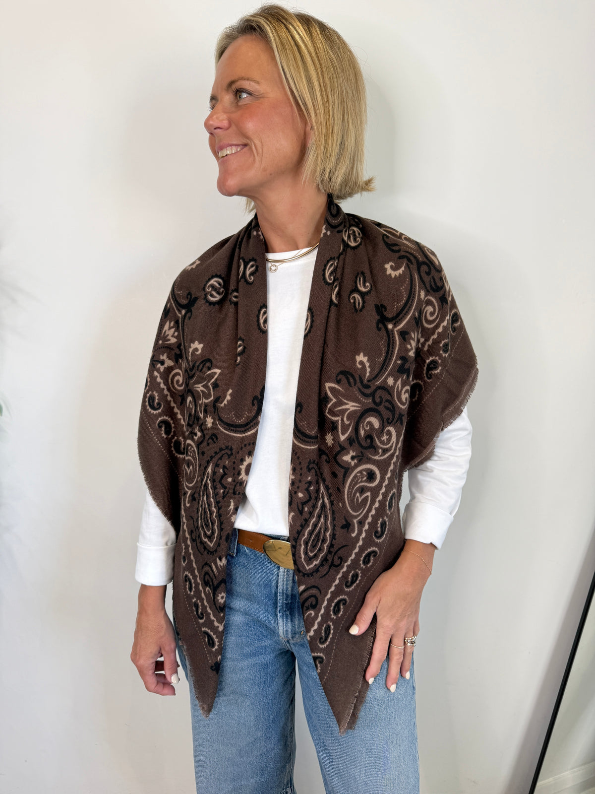 Chocolate Brown Paisley Bandana Scarf