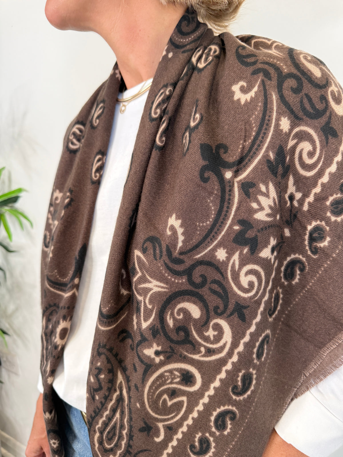 Chocolate Brown Paisley Bandana Scarf