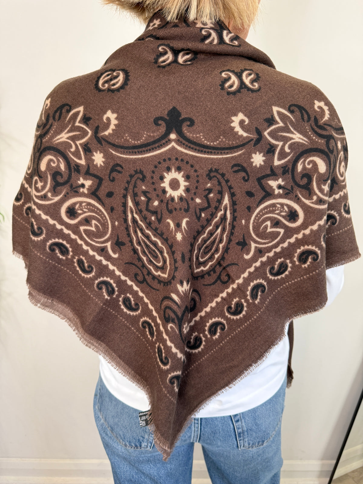 Chocolate Brown Paisley Bandana Scarf