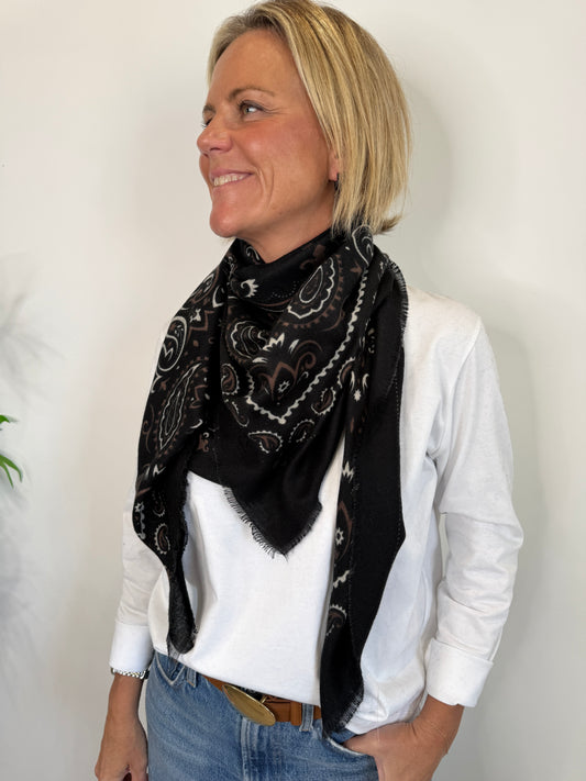 Black Paisley Bandana Scarf