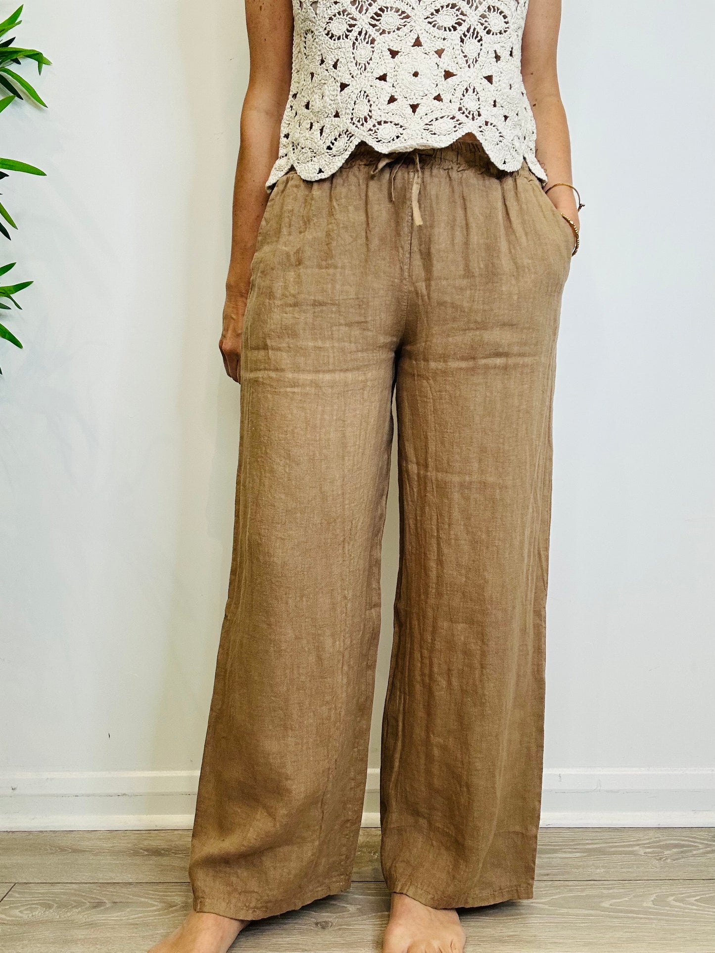 Camel Linen Trousers