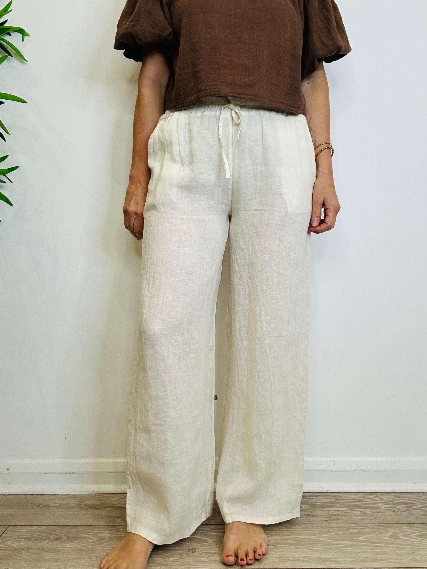 Cream Linen Trousers