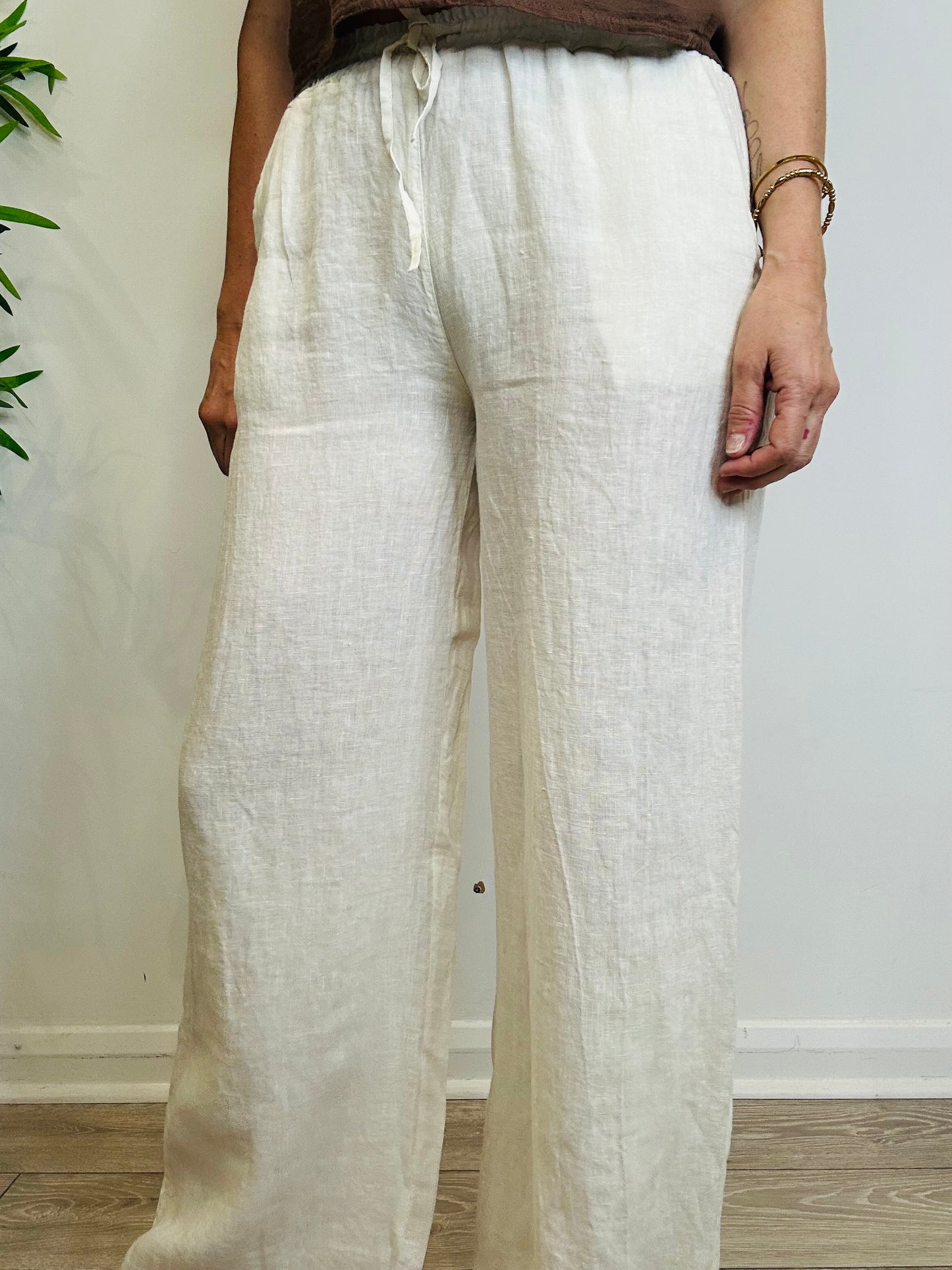 Cream Linen Trousers