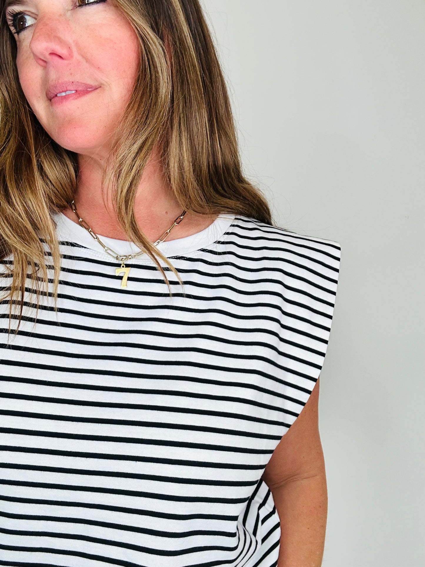 Stripe Sleeveless T-shirt