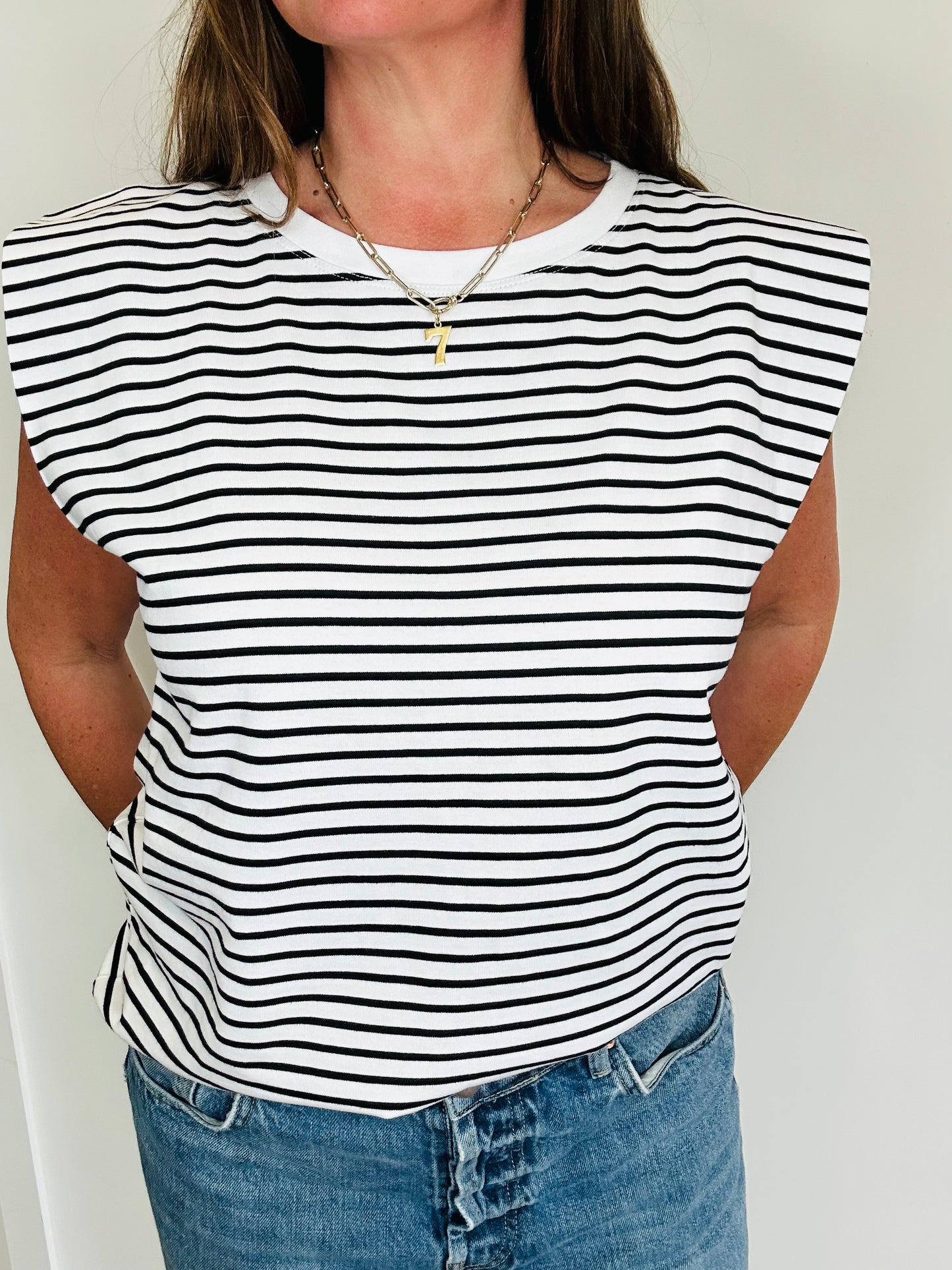 Stripe Sleeveless T-shirt