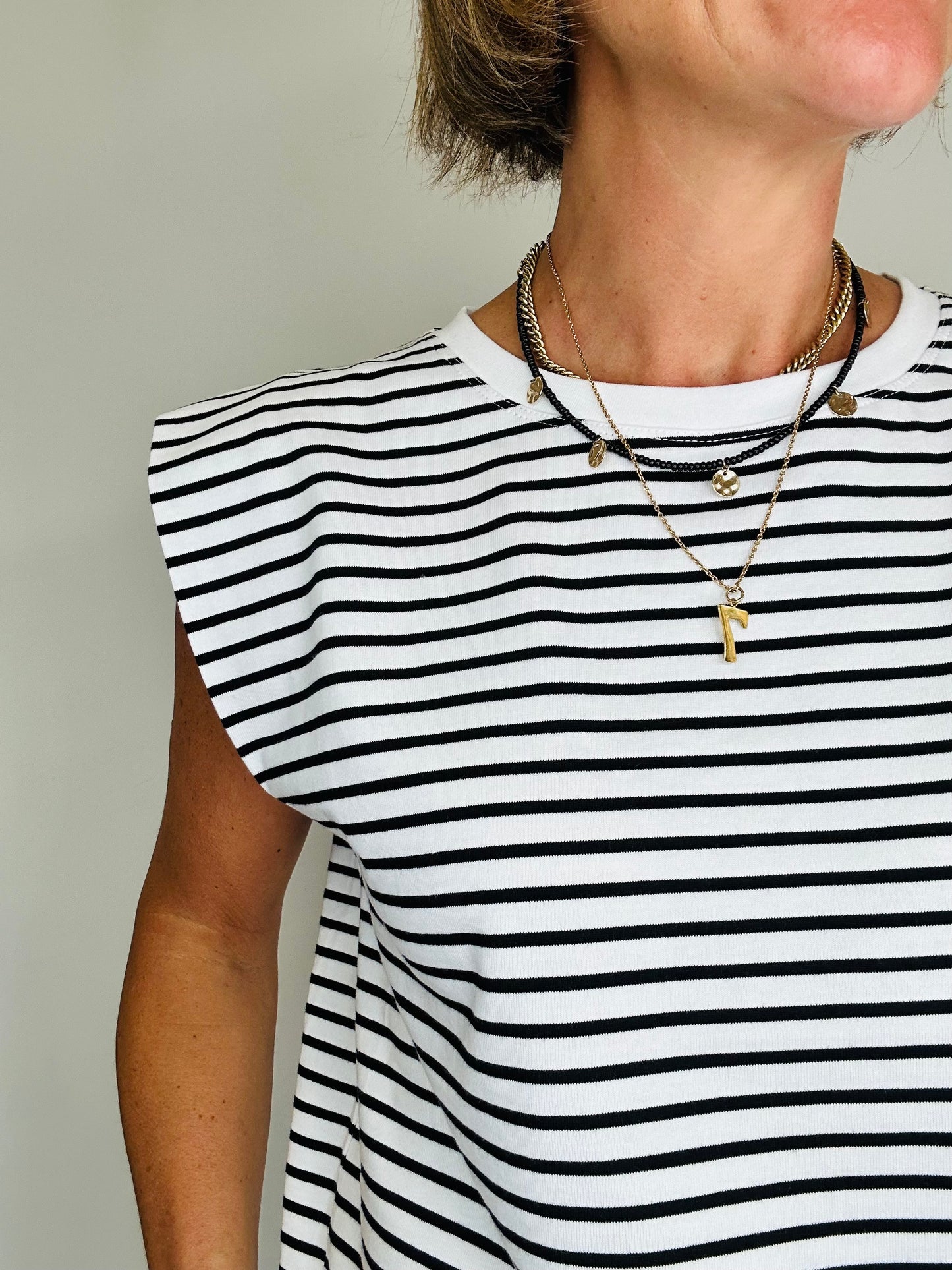 Stripe Sleeveless T-shirt