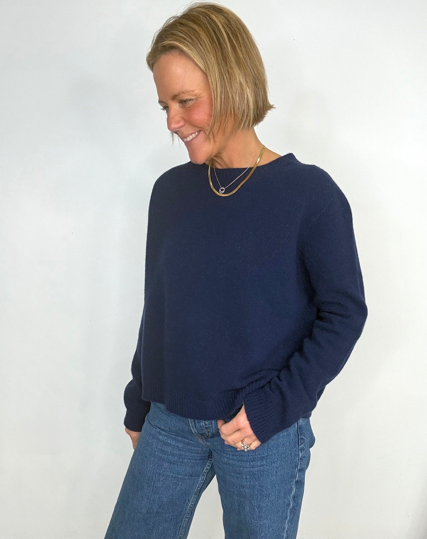 Navy Lambs Wool Jumper