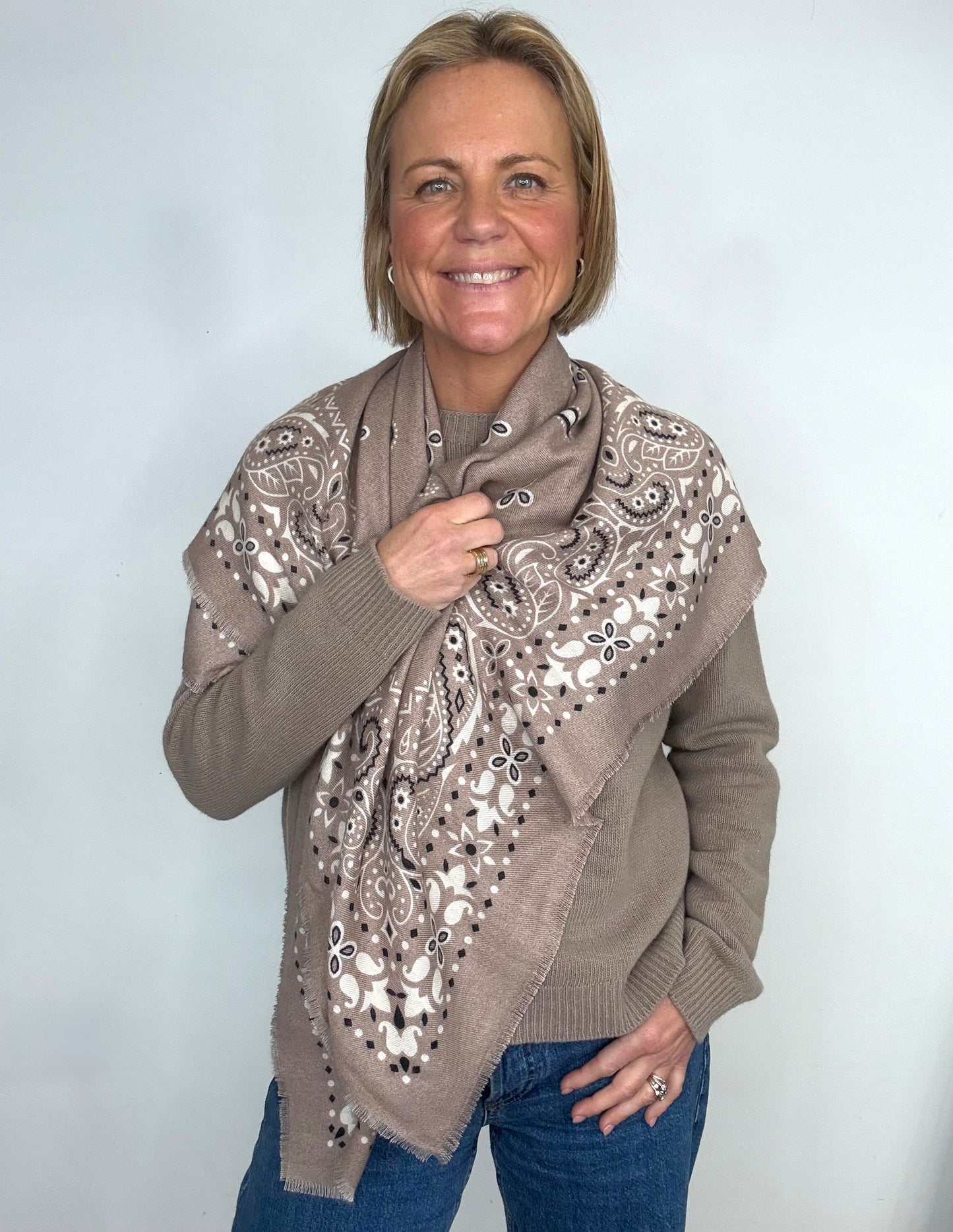 Beige Bandana Scarf
