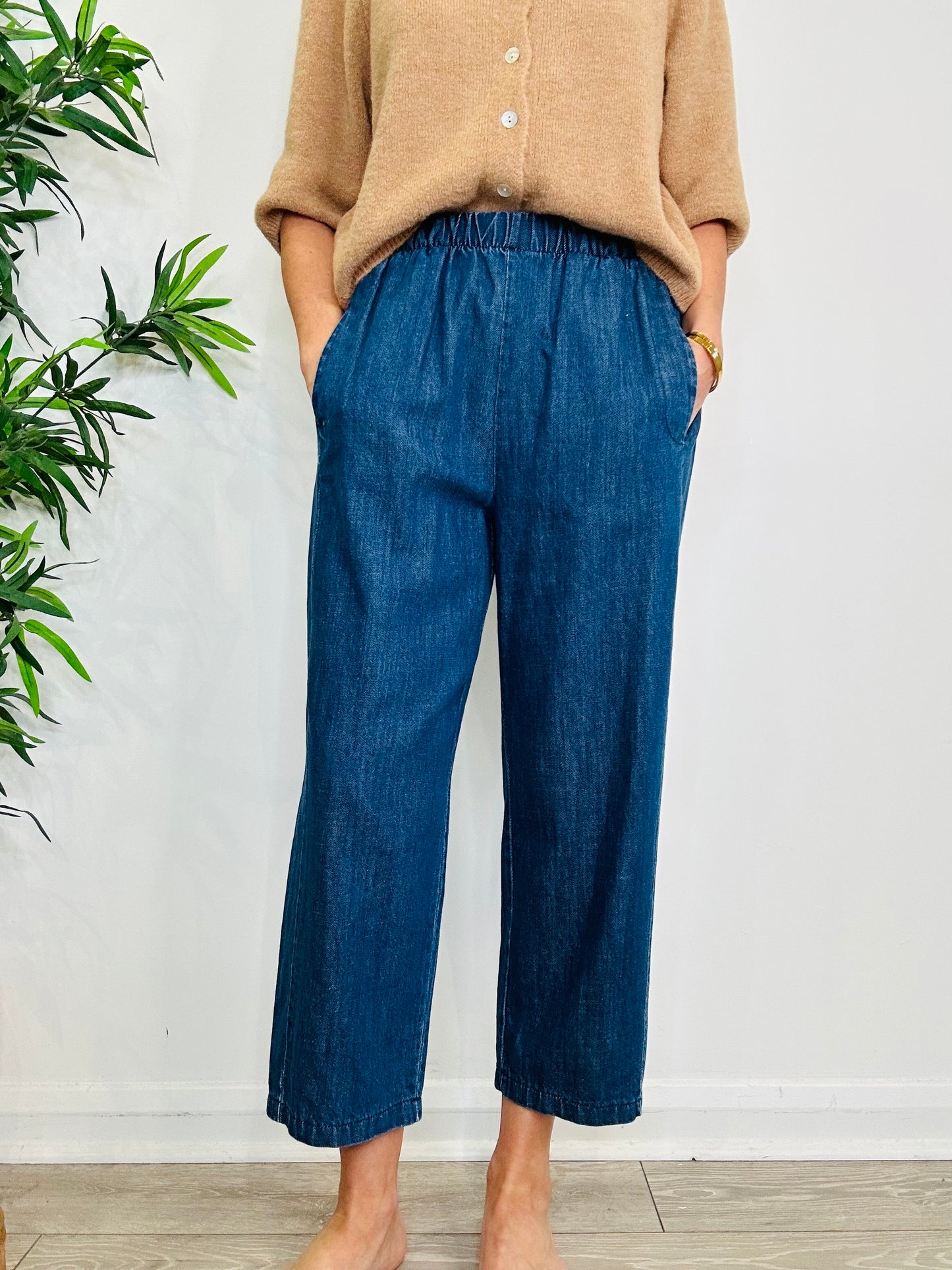 Denim Barrel Leg Trousers