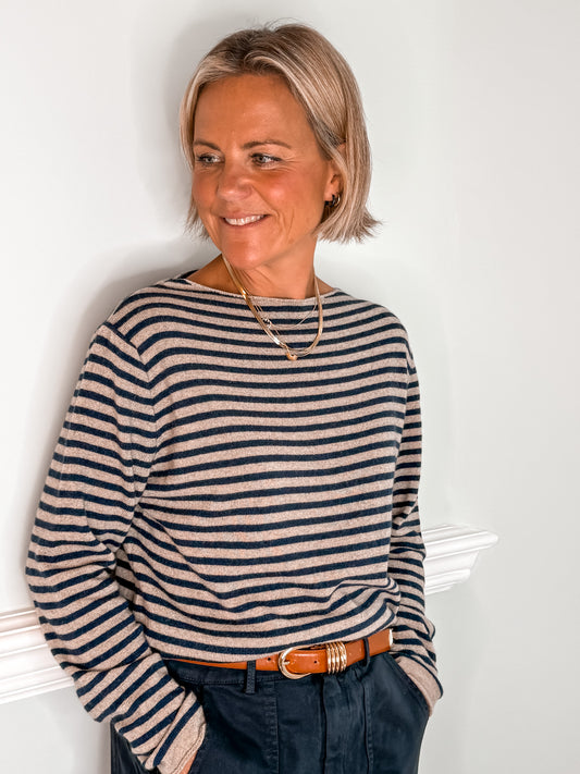 Navy Breton Knit